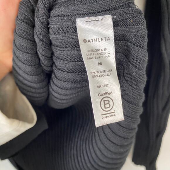 Athleta‎ Lincoln Park Sweater Black Lyocell Blend Crewneck Ribbed Size Medium - Picture 10 of 11